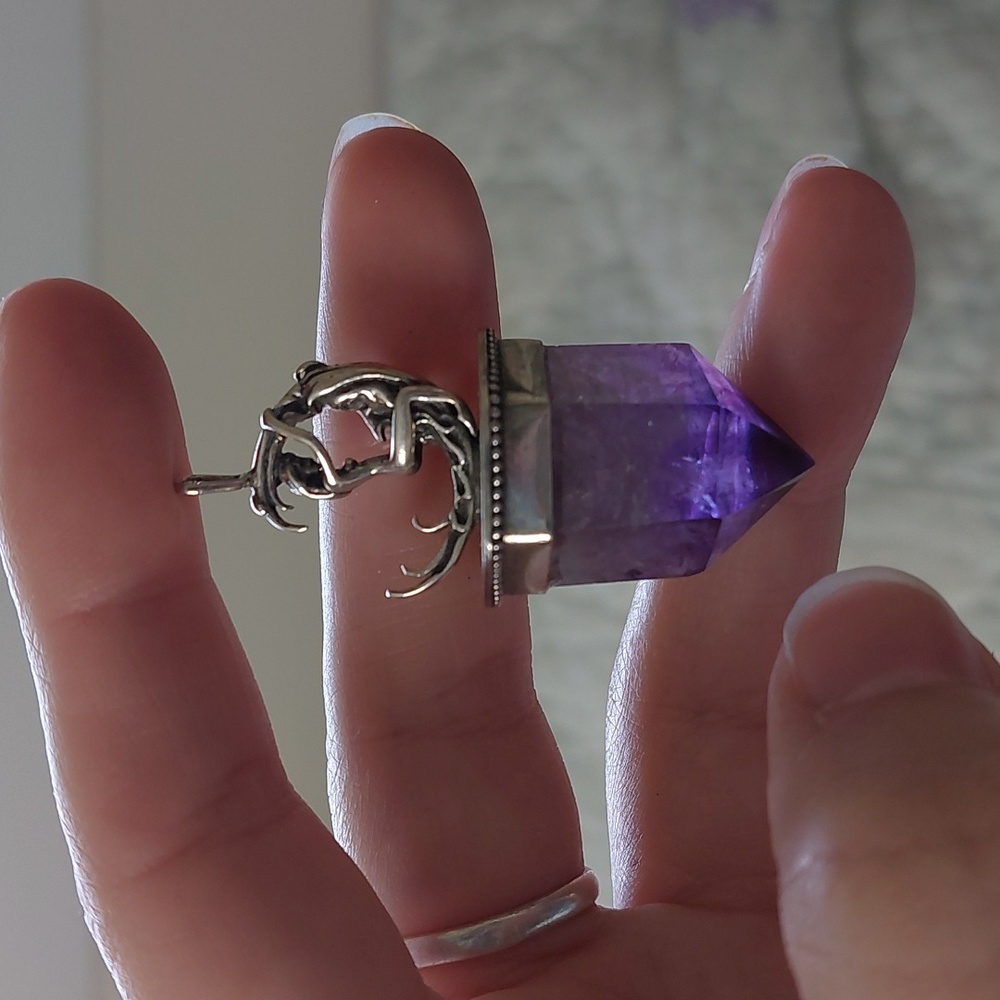 Moon Rider Amethyst Talisman Pendant OOAK